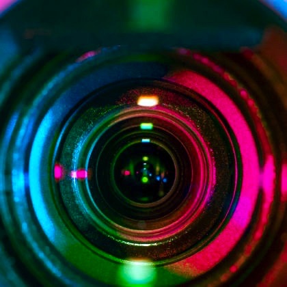 A colourful video camera lens. Video Production Edmonton Calgary. Video Production Edmonton. 